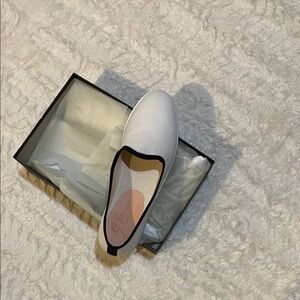 J. Crew Ivory and Black Women's Cloth Loafers